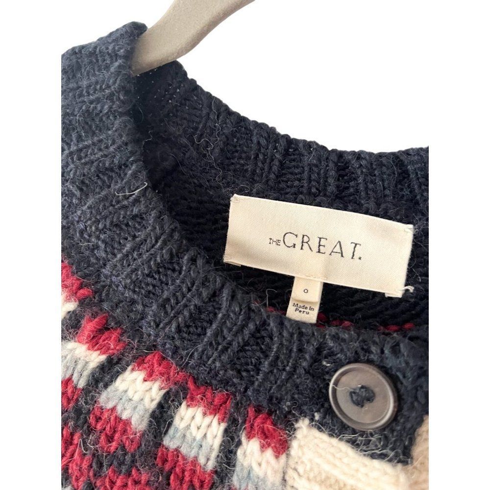THE GREAT. Cream and Black Patterned Cardigan - Picture 6 of 14